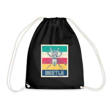 Retro stag beetle "Beetle" - Drawstring Bag - black - Front
