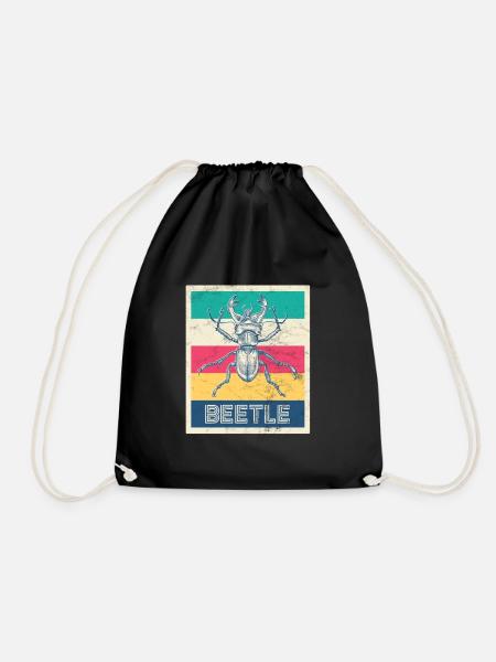 Retro Hirschkäfer "Beetle" - Turnbeutel - Schwarz
