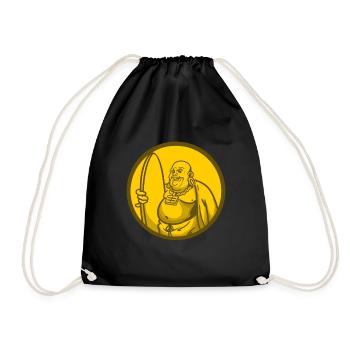 Cartoon Zeichentrick Buddha Surfen Spirituell - Turnbeutel - Schwarz - Vorne