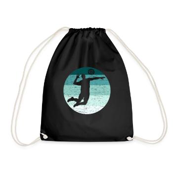 Volleyball Schmetterball Retro Männer Grunge - Turnbeutel - Schwarz - Vorne