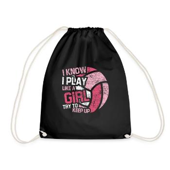 Play Like A Girl Volleyball - Turnbeutel - Schwarz - Vorne