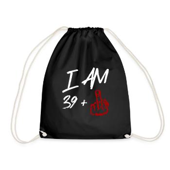 I Am 39 + Mittelfinger - Turnbeutel - Schwarz - Vorne