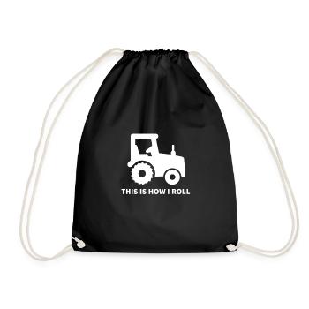 Farmer and Tractor Gift - Drawstring Bag - black - Front