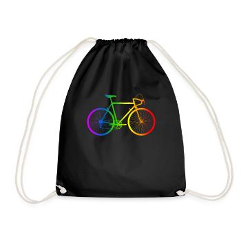 Road bike sport bike rainbow colors rainbow - Drawstring Bag - black - Front