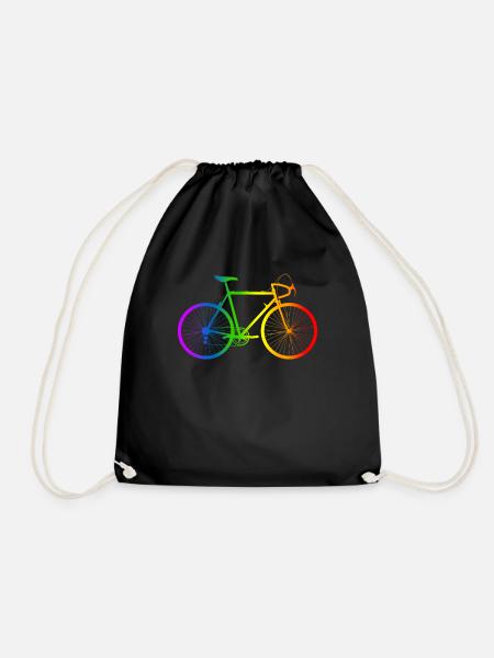Rennrad Sport Fahrrad Regenbogenfarben Regenbogen - Turnbeutel - Schwarz