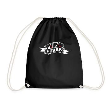 Poker playing cards aces - Drawstring Bag - black - Front