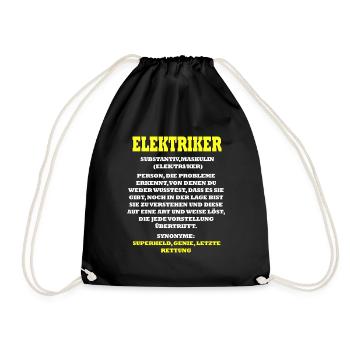 Elektriker - Turnbeutel - Schwarz - Vorne
