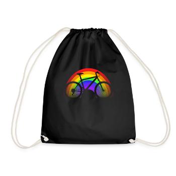 Mountain bike rainbow rainbow colors - Drawstring Bag - black - Front