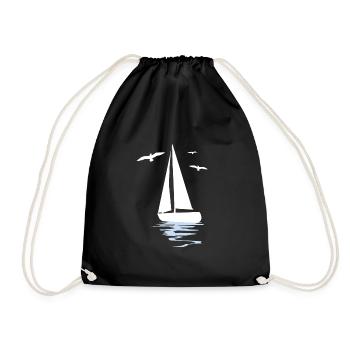 Sailing sailboat yacht captain funny gift - Drawstring Bag - black - Front