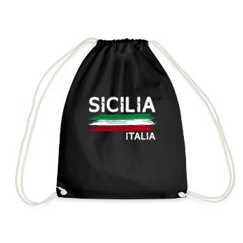 Italie Sicile cadeau de vacances de plage d'été - Sac de sport léger - noir - Devant