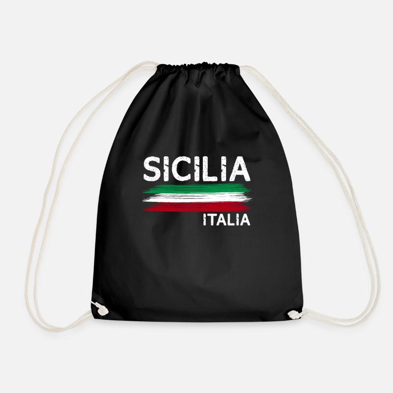 Italie Sicile cadeau de vacances de plage d'été - Sac de sport léger - noir
