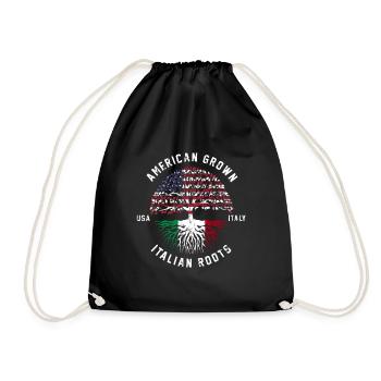 Italien Amerika USA Baum Wurzeln Geschenk - Turnbeutel - Schwarz - Vorne