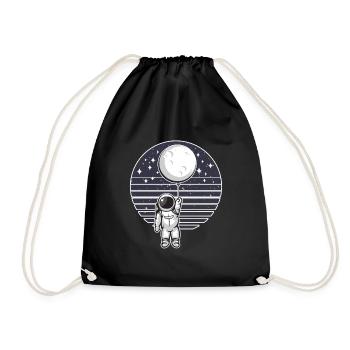 Astronaut moon balloon space planet gift - Drawstring Bag - black - Front