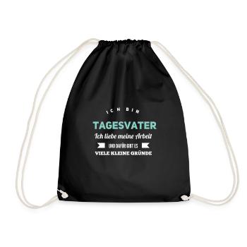 Tagesvater Geschenk Abschiedsgeschenk Spruch - Turnbeutel - Schwarz - Vorne