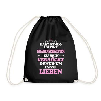 Krankenschwester - Turnbeutel - Schwarz - Vorne