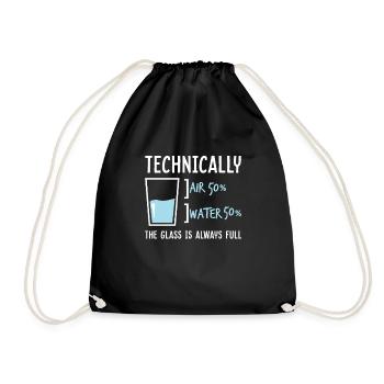 Physics Science Glass Half-full humor - Drawstring Bag - black - Front