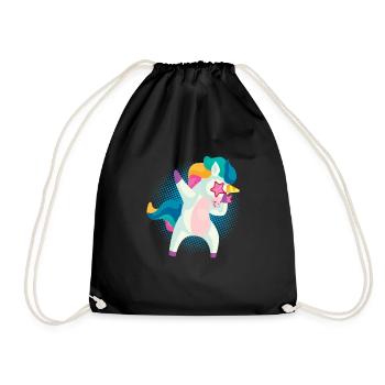 Dabbing Einhorn Dabben Dab Tanzen Lustig Geschenk - Turnbeutel - Schwarz - Vorne