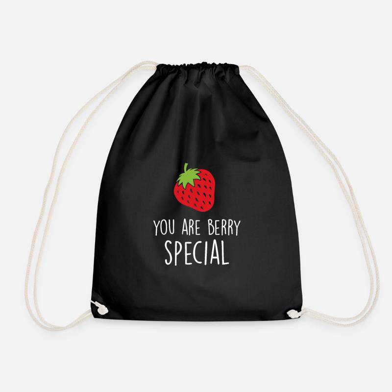 Erdbeeren - Turnbeutel - Schwarz