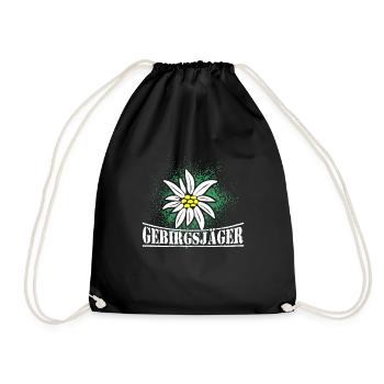 Gebirgsjäger Distel Wappen - Turnbeutel - Schwarz - Vorne
