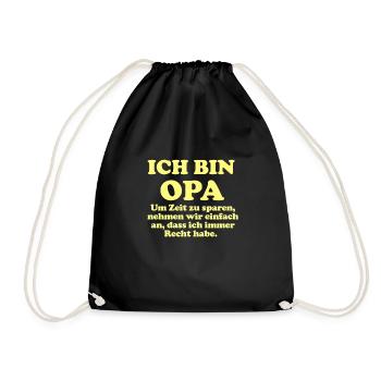 Lustiges Opa Spruch T-Shirt Motiv gelb - Turnbeutel - Schwarz - Vorne