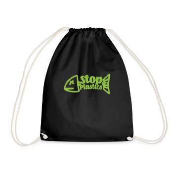 Stop Plastic - Drawstring Bag - black - Front