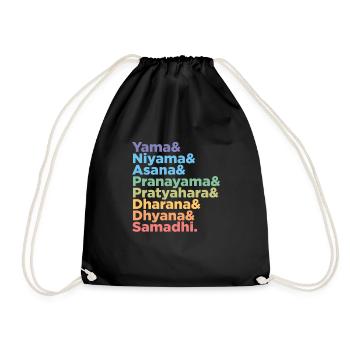 Raja Yoga 8 Levels Gift for Yoga Teacher - Drawstring Bag - black - Front