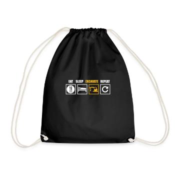excavators - Drawstring Bag - black - Front