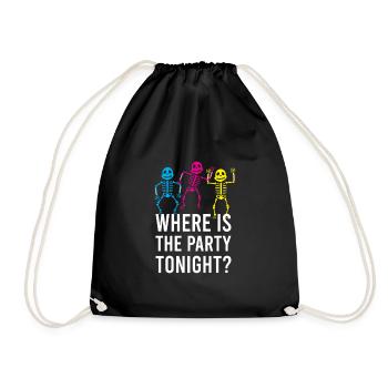 Halloween skeleton party - Drawstring Bag - black - Front