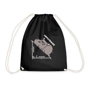 Hypotenuse Hippo Hippopotamus Math Geometry - Drawstring Bag - black - Front