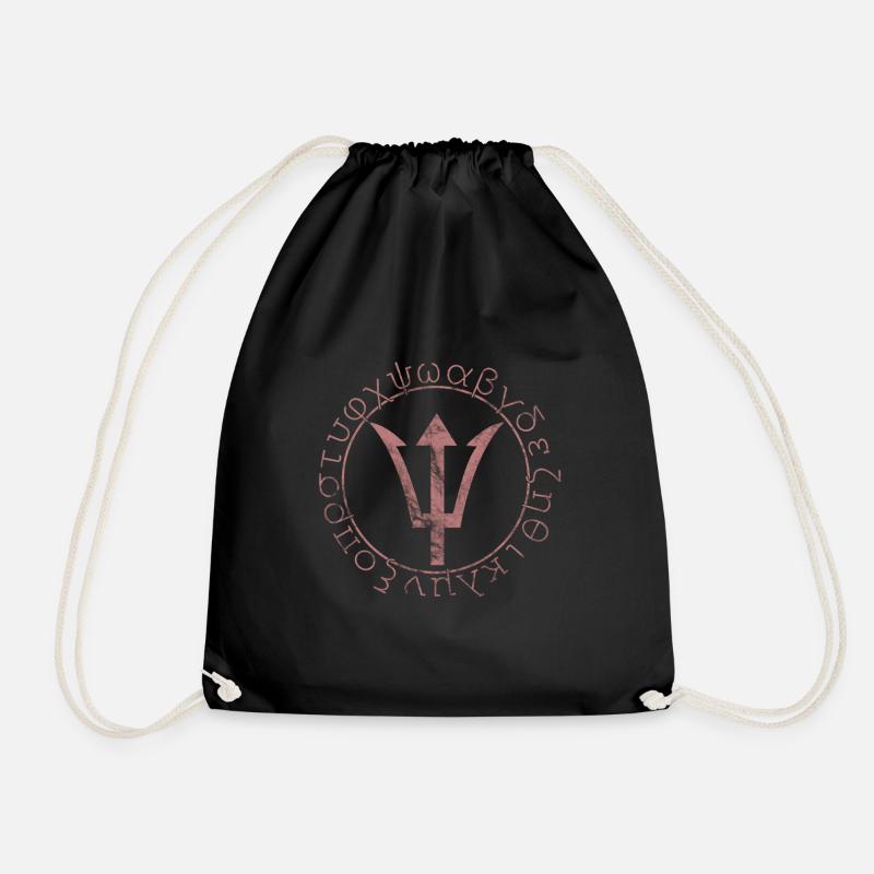 Poseidon Trident Symbol Greek God - Drawstring Bag - black