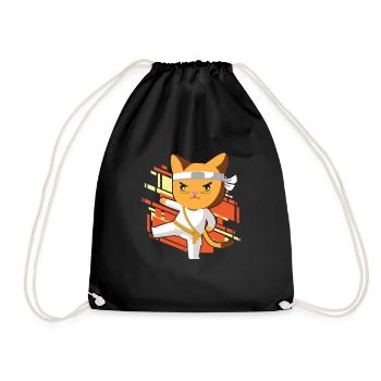 Karate Katze - Turnbeutel - Schwarz - Vorne
