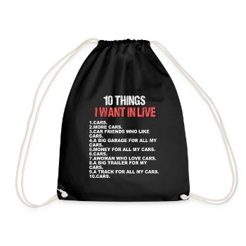 10 things i want in live - Drawstring Bag - black - Front