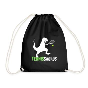 Tennissaurus Lustiges Kinder Dino Tennis Motiv - Turnbeutel - Schwarz - Vorne