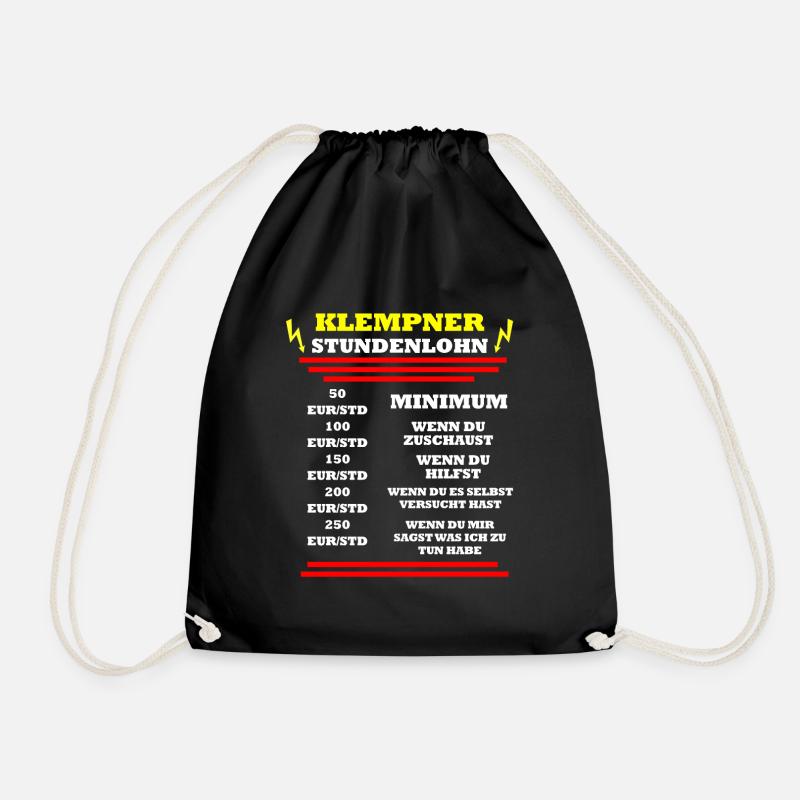 Klempner Stundenlohn - Turnbeutel - Schwarz