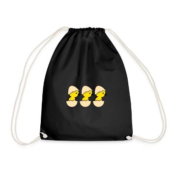 Three hatching chicks - Drawstring Bag - black - Front