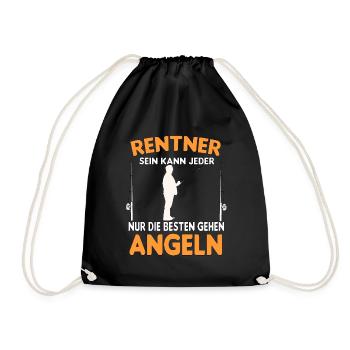 Rentner Angeln Rentnershirt Angelshirt - Turnbeutel - Schwarz - Vorne