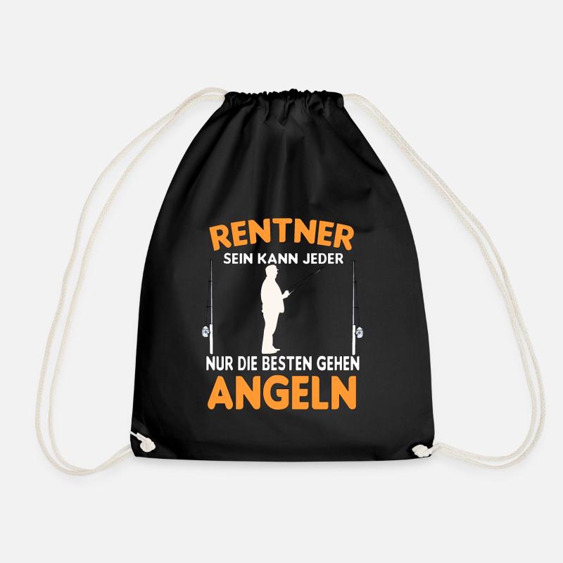 Rentner Angeln Rentnershirt Angelshirt - Turnbeutel - Schwarz