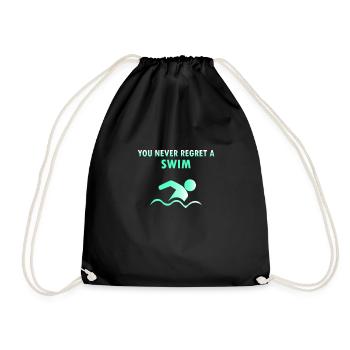 Schwimmen Schwimmen Lustiges Schwimmergeschenk - Turnbeutel - Schwarz - Vorne