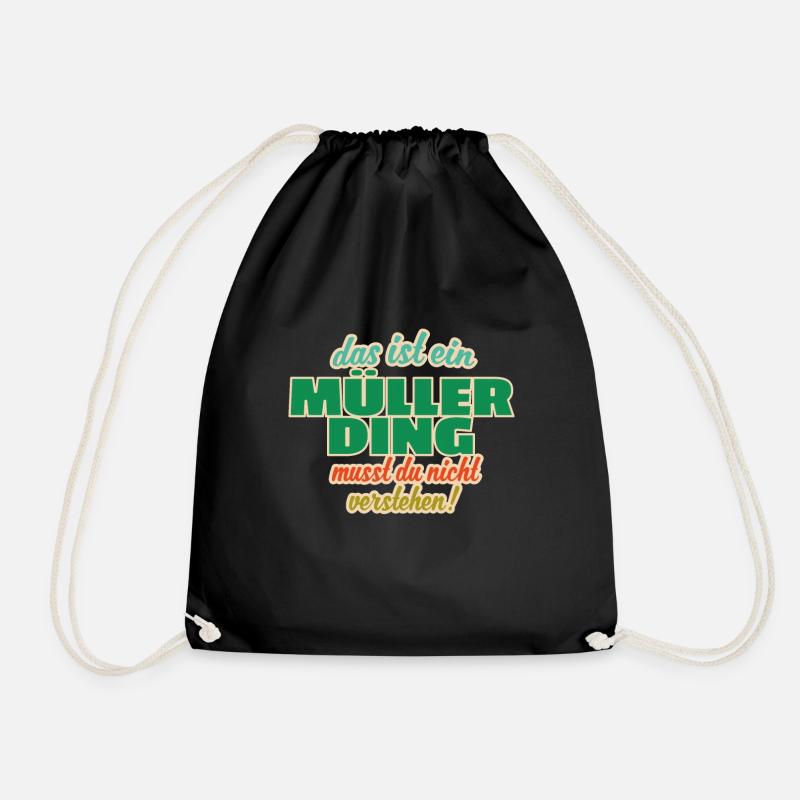 Nachname Müller Ding Name Familienname Geschenk - Turnbeutel - Schwarz