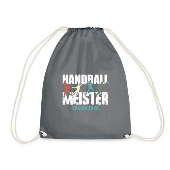 Handball Meister Saison 2020, Abbruch, Funshirt - Turnbeutel - Grau - Vorne