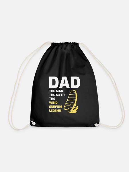 Windsurfer Dad Windsurfing Fathers Day Gift - Drawstring Bag - black