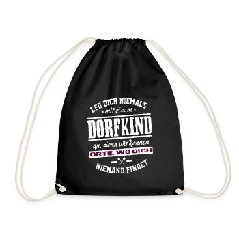 Dorfkind Dorfkinder Dorf Dörfer Dorfkind - Turnbeutel - Schwarz - Vorne