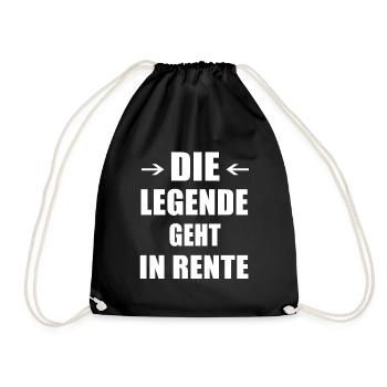 Legende geht in Rente, Rentner, Rentnerin, Rente - Turnbeutel - Schwarz - Vorne