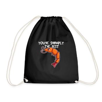 Shrimply the Best – Funny Shrimp Humor - Drawstring Bag - black - Front
