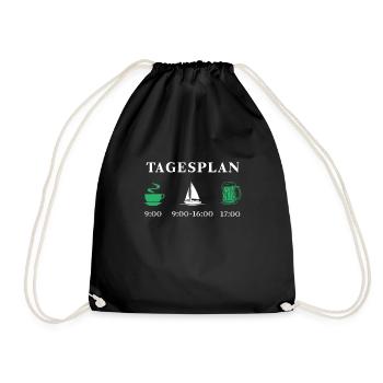 Tagesplan Segeln & Boot Fahren Geschenk - Turnbeutel - Schwarz - Vorne