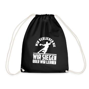 Handball Handballer Handball Geschenkidee Geschenk - Turnbeutel - Schwarz - Vorne