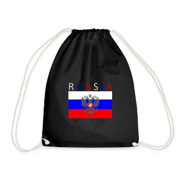 Russland Flagge - Kunstdesign - Turnbeutel - Schwarz - Vorne