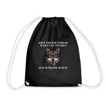 Wolf Wölfe Alphatier Schaf Rudel Geschenk - Turnbeutel - Schwarz - Vorne