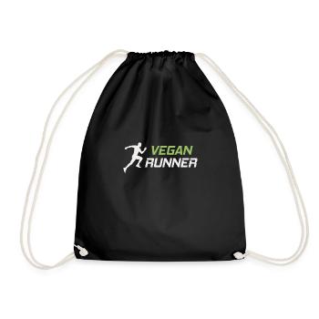 Vegan Runner Running Gift - Drawstring Bag - black - Front