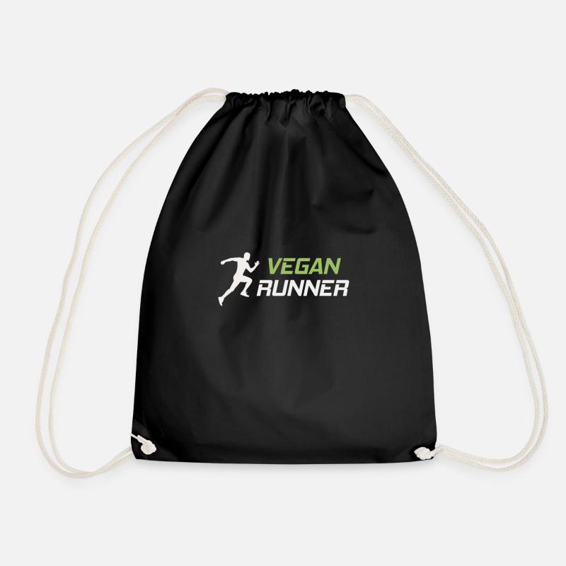 Vegan Runner Running Geschenk - Turnbeutel - Schwarz